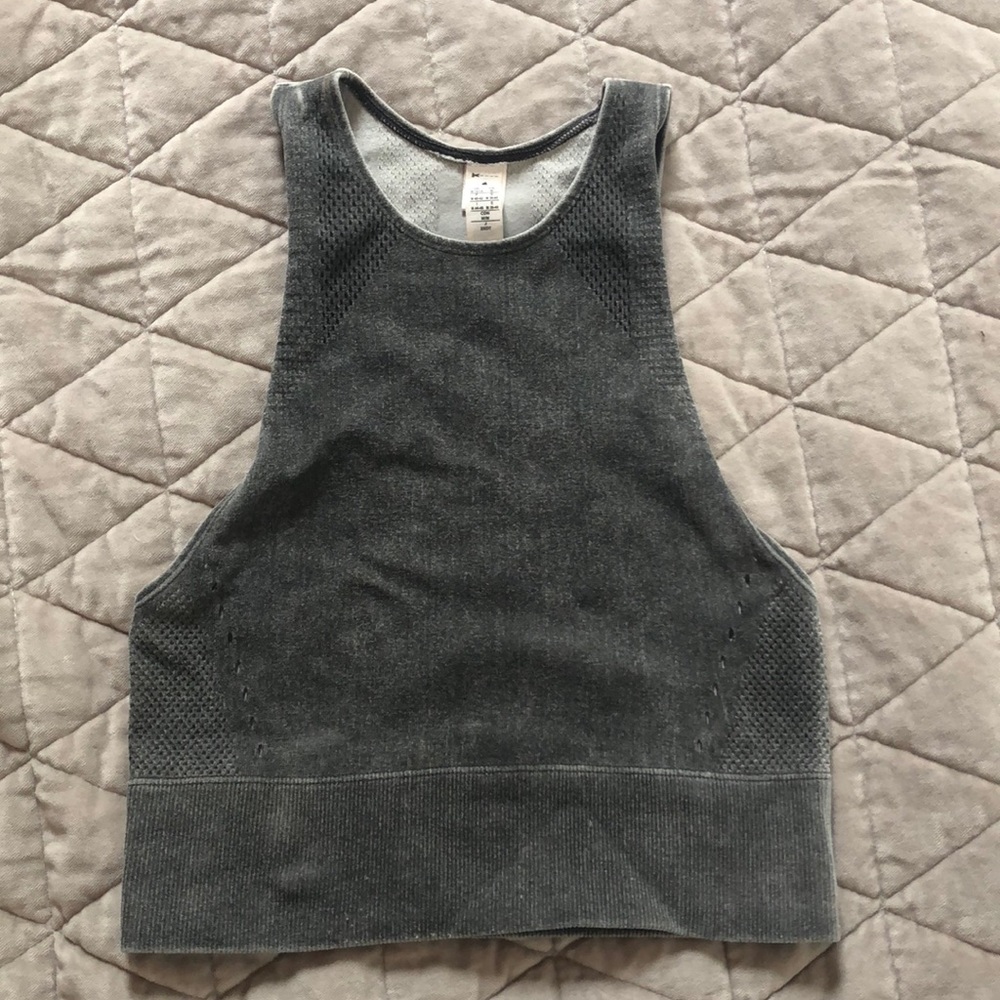 Gray Cropped Adidas Workout Top